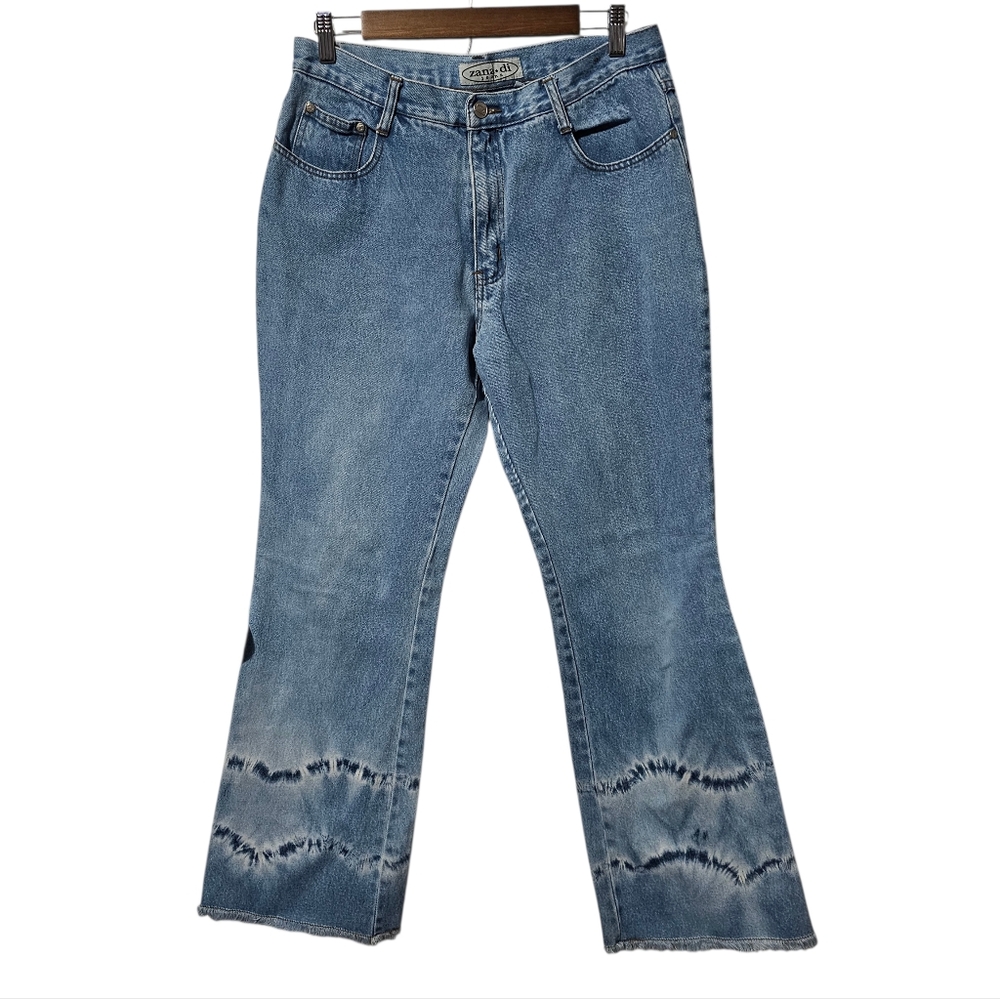 Zanadi High-Waisted Flared Tie-Dye Denim Jeans – Juniors 13/14 | Light Wash